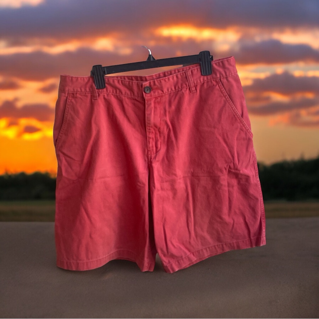Faded Glory Plain Front Red Cotton Shorts Sz 38 Euc